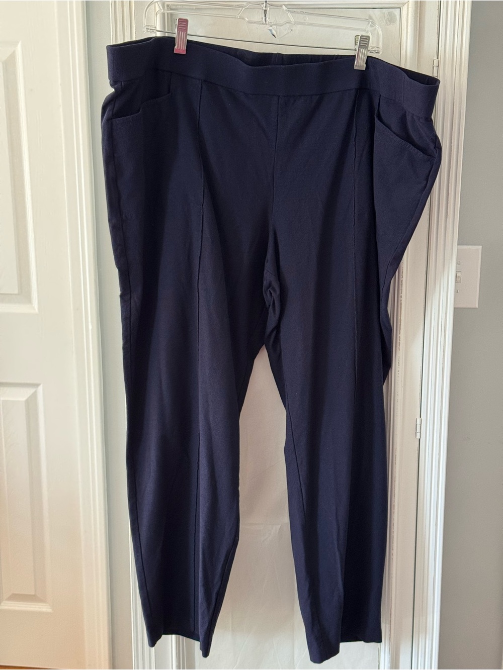 Eileen Fisher Washable Stretch Crepe Pull-On Dress Pants in Navy Size 3X